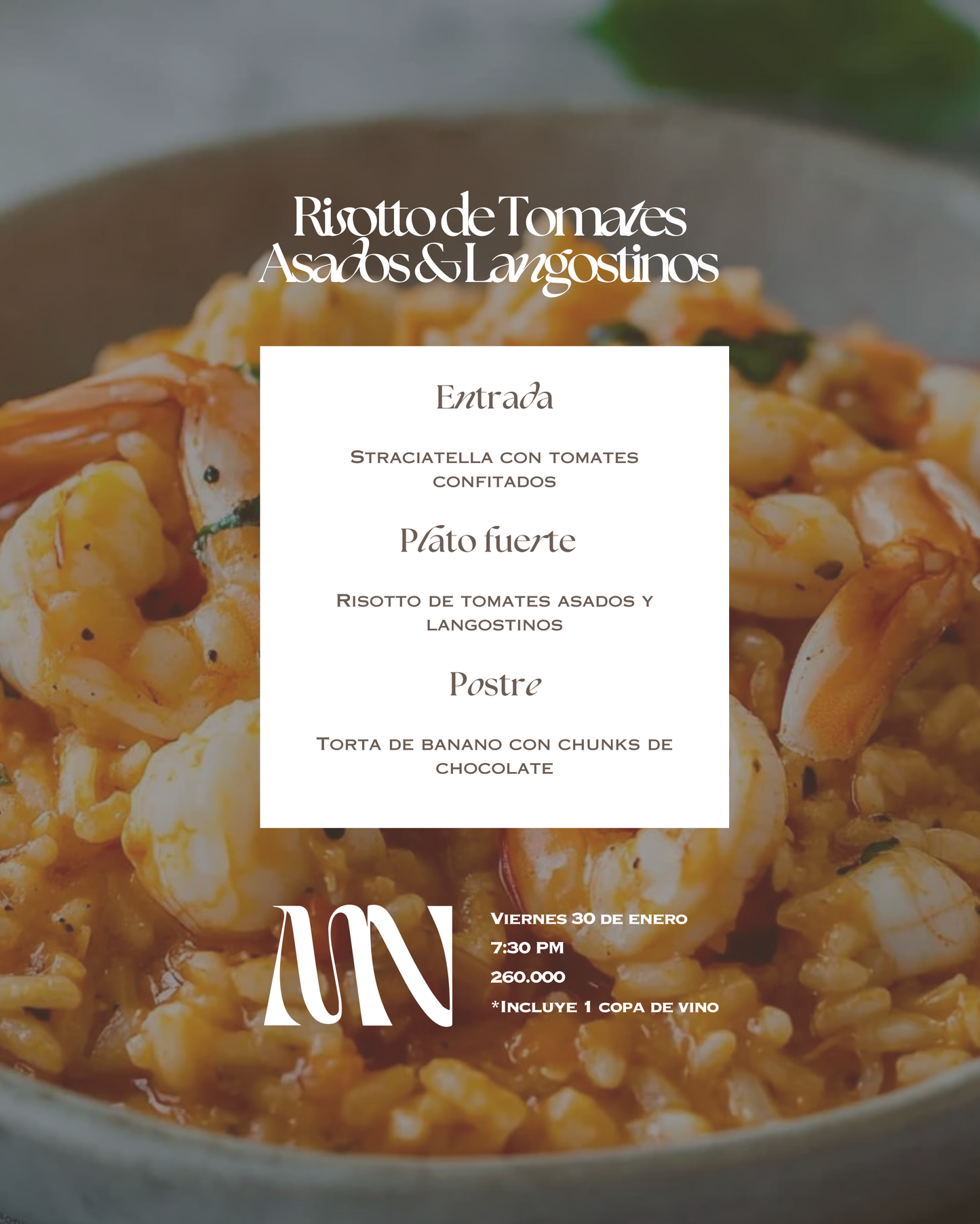 Risotto de langostinos y tomates asados - viernes 30 de enero